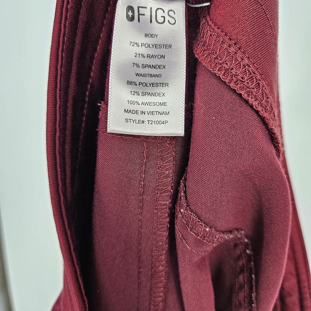 Figs Scrub Pants Womens Extra Large Petite Kade Cargo Pockets Medical Burgundy - Picture 8 of 9